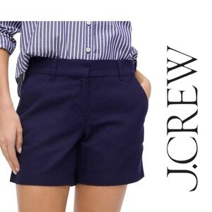 J. Crew Navy Blue Classic Chino Shorts Cotton 4” Inseam Timeless Preppy Sz 8